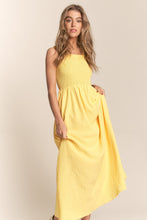 Load image into Gallery viewer, J.NNA Texture Crisscross Back Tie Smocked Maxi Dress
