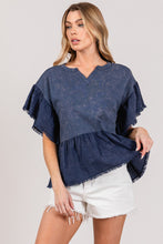 Load image into Gallery viewer, SAGE + FIG Ruffle Sleeve Washed Short Sleeve Blouse
