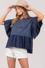 Load image into Gallery viewer, SAGE + FIG Ruffle Sleeve Washed Short Sleeve Blouse
