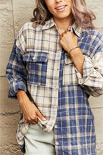 Load image into Gallery viewer, Blue Plaid Two Tone Shirt Jacket
