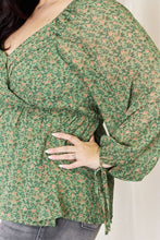 Load image into Gallery viewer, Floral Surplice Peplum Blouse
