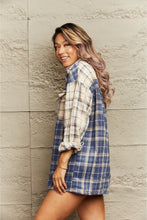 Load image into Gallery viewer, Blue Plaid Two Tone Shirt Jacket
