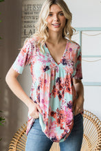 Load image into Gallery viewer, Heimish Full Size Floral V-Neck Short Sleeve Babydoll Blouse
