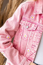 Load image into Gallery viewer, Veveret Daisy Print Button Up Denim Jacket
