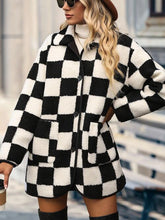 Load image into Gallery viewer, Checkered Button Front Coat with Pockets
