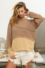 Load image into Gallery viewer, BiBi Texture Detail Contrast Drop Shoulder Sweater
