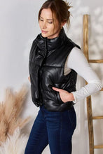 Load image into Gallery viewer, Love Tree Faux Leather Snap and Zip Closure Vest Coat
