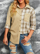 Load image into Gallery viewer, Double Take Plaid Two Tone Corduroy Shacket
