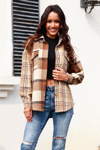 Load image into Gallery viewer, Plaid Button Up Collared Neck Long Sleeve Shacket

