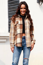 Load image into Gallery viewer, Plaid Button Up Collared Neck Long Sleeve Shacket
