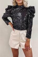 Load image into Gallery viewer, Sequin Mock Neck Top
