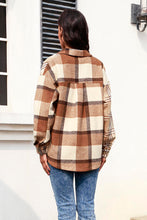 Load image into Gallery viewer, Plaid Button Up Collared Neck Long Sleeve Shacket
