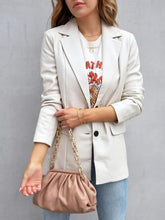 Load image into Gallery viewer, Faux Leather Button Up Long Sleeve Blazer

