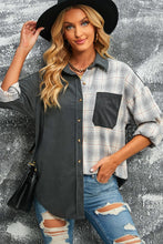 Load image into Gallery viewer, Double Take Plaid Two Tone Corduroy Shacket
