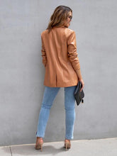 Load image into Gallery viewer, Faux Leather Button Up Long Sleeve Blazer
