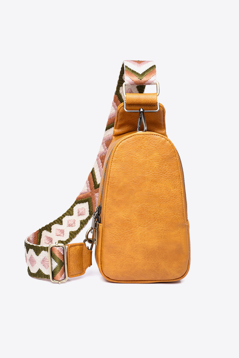Patterned Adjustable Strap Leather Sling Bag