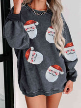Load image into Gallery viewer, Sequin Santa Patch Ribbed Sweatshirt
