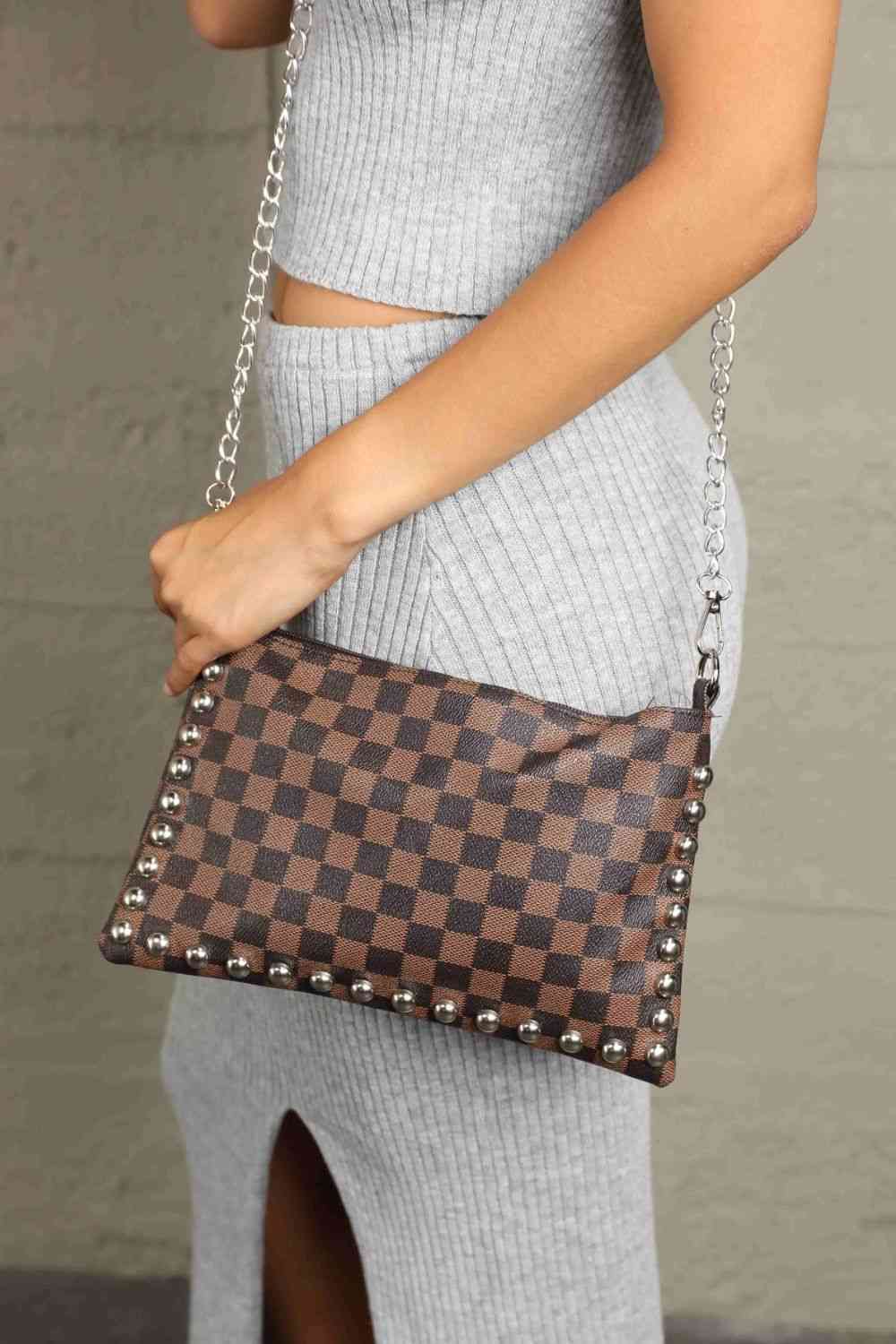 Adored Leather Studded Shoulder Bag