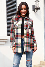 Load image into Gallery viewer, Plaid Button Up Collared Neck Shacket
