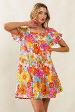 Load image into Gallery viewer, BiBi Floral Short Sleeve Tiered Dress
