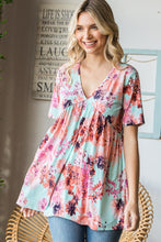 Load image into Gallery viewer, Heimish Full Size Floral V-Neck Short Sleeve Babydoll Blouse
